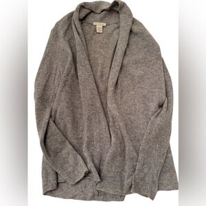 White + Warren 100% Cashmere Gray Open Front Shawl Collar Cardigan XS